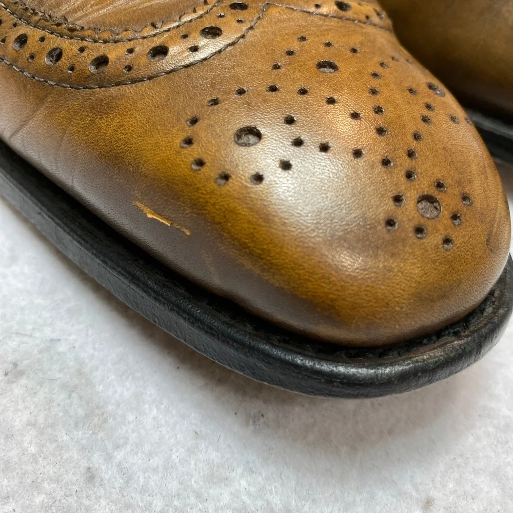 Allen Edmonds Oxford Mens 10 D Brown Larchmont Wingtip Brogue Dress Shoes